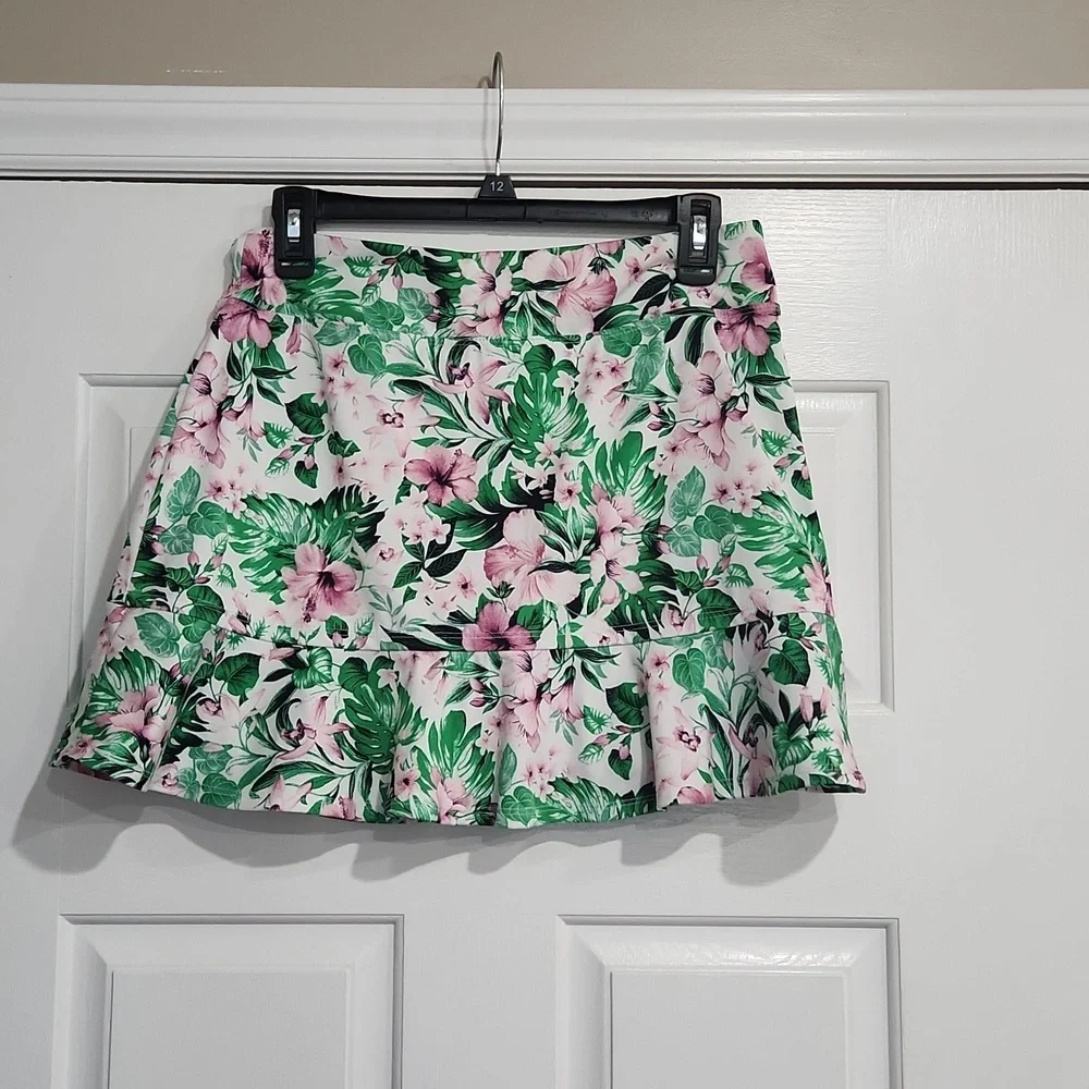 TOMMY BAHAMA ACTIVE Tropical Golf Tennis Knit Skort Size Medium Green Floral